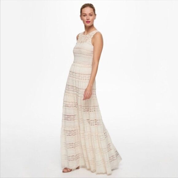 Eliza J Ivory Lace Maxi Dress Size 6 - Picture 1 of 4